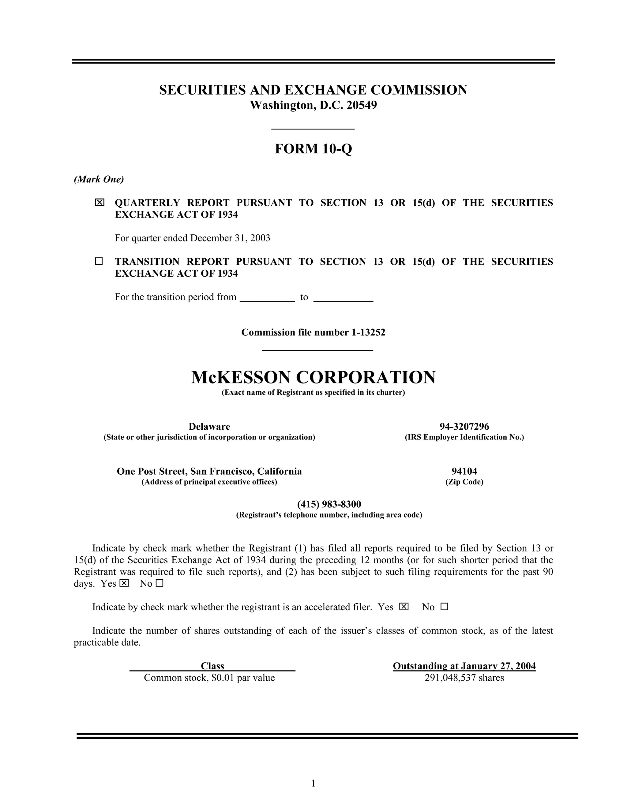 Mekesson Quarterly Reports 2004 3rd