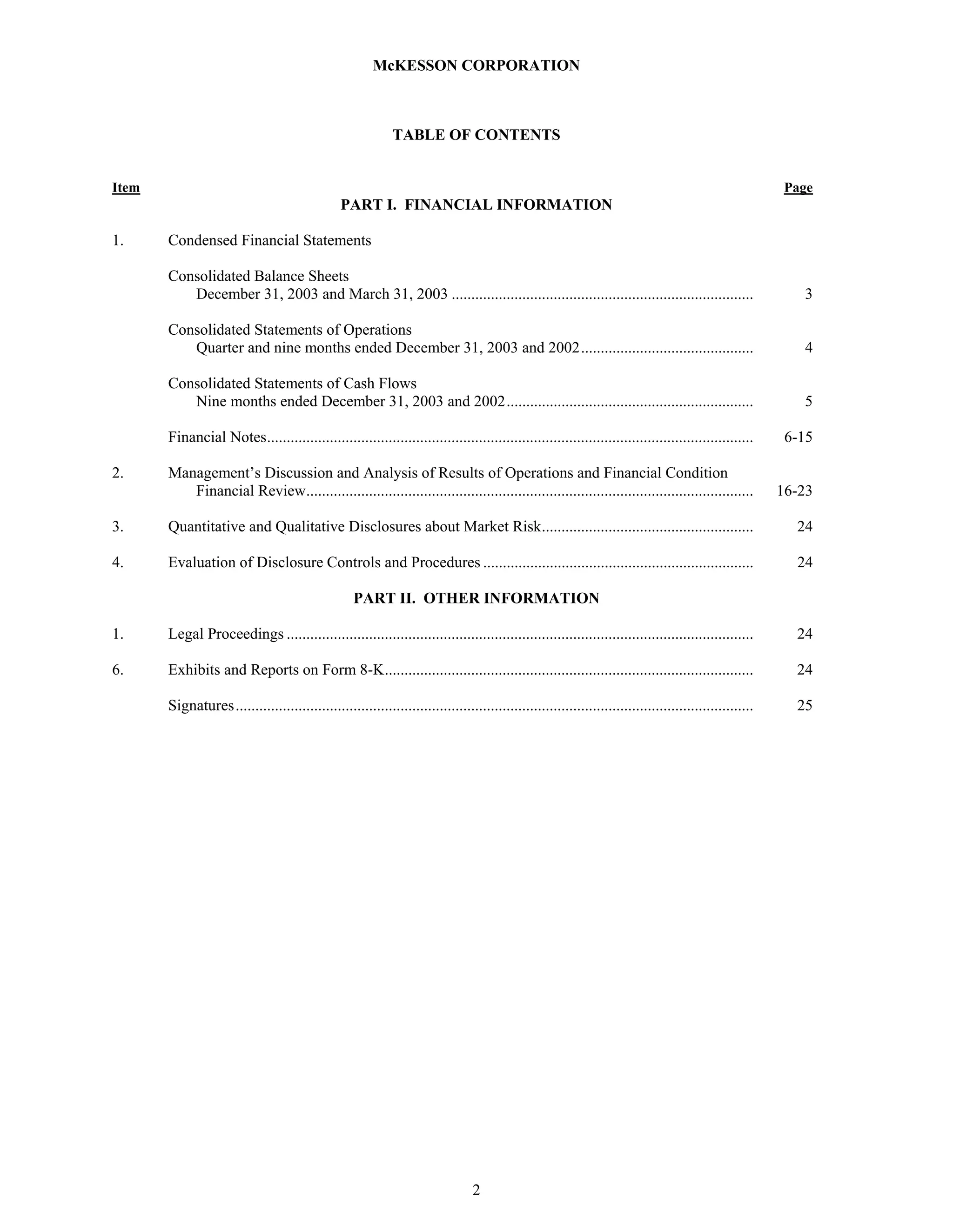 Mekesson Quarterly Reports 2004 3rd
