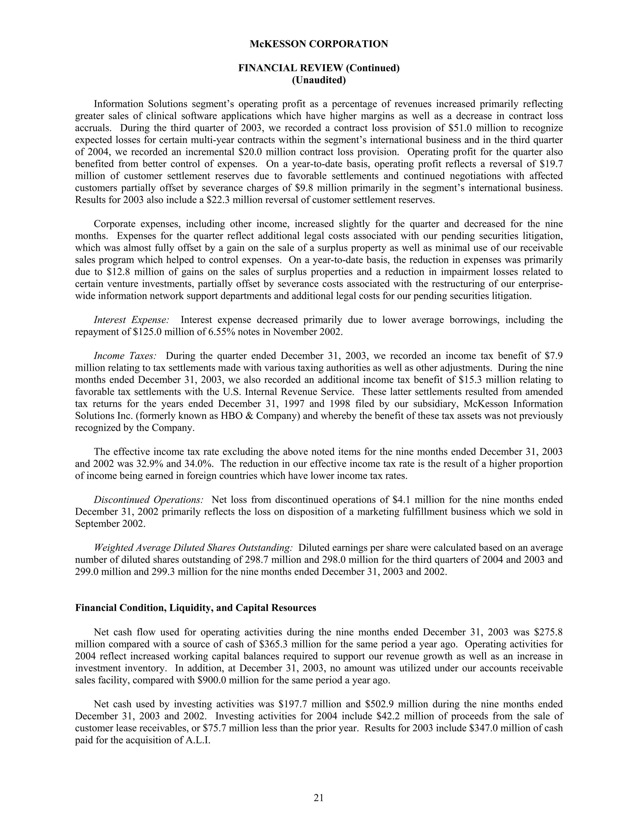 Mekesson Quarterly Reports 2004 3rd