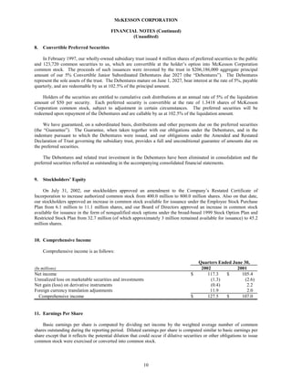 Mekesson Quarterly Reports 2003 1st