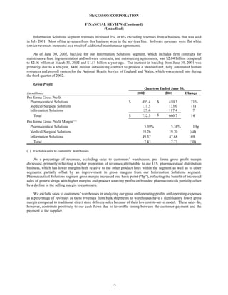 Mekesson Quarterly Reports 2003 1st