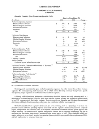 Mekesson Quarterly Reports 2003 1st
