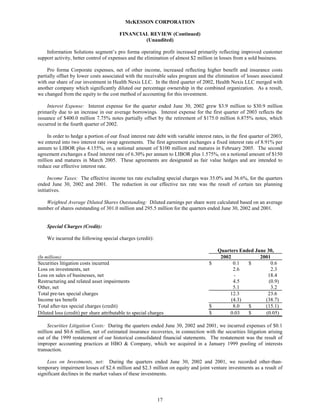 Mekesson Quarterly Reports 2003 1st