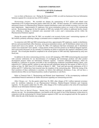 Mekesson Quarterly Reports 2003 1st