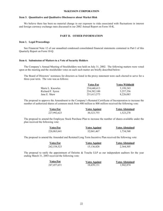 Mekesson Quarterly Reports 2003 1st