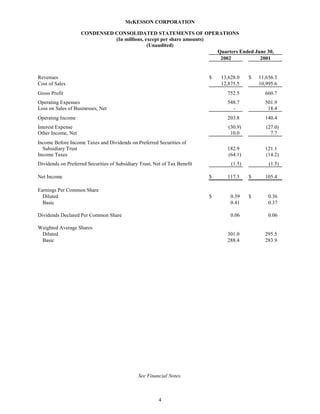 Mekesson Quarterly Reports 2003 1st