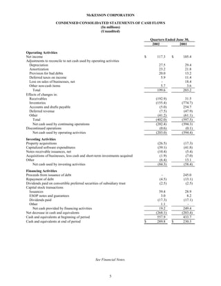 Mekesson Quarterly Reports 2003 1st