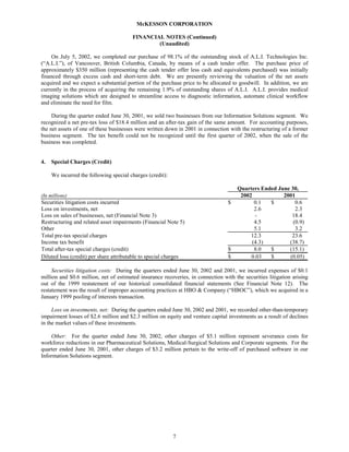 Mekesson Quarterly Reports 2003 1st