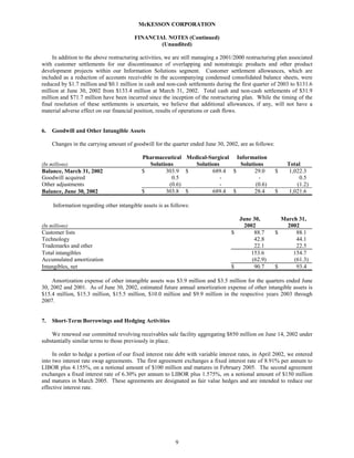 Mekesson Quarterly Reports 2003 1st