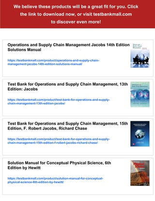 Operations and Supply Chain Management Jacobs 14th Edition Test Bank | PDF