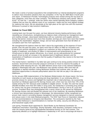 Fiscal 2005 Letter to Stockholders 