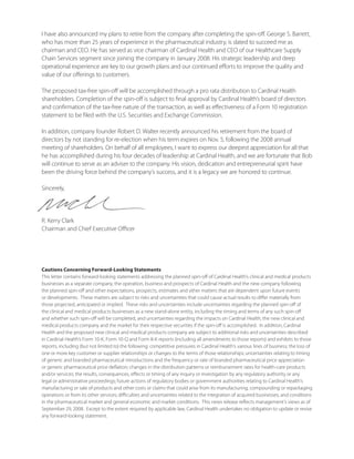 Cardinal Health 2008 Shareholder Letter Pdf
