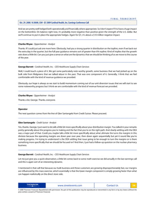 cardinal health Q1 2009 Earnings Transcript