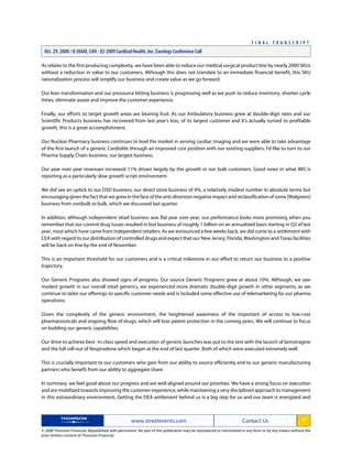 cardinal health Q1 2009 Earnings Transcript