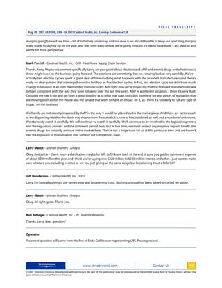 cardinal health Q4 2007 Earnings Transcript