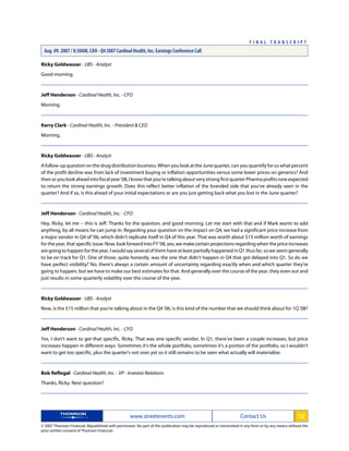 cardinal health Q4 2007 Earnings Transcript