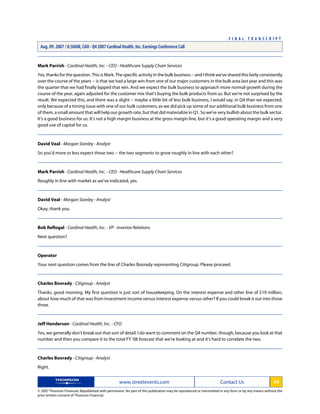cardinal health Q4 2007 Earnings Transcript