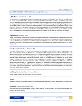 cardinal health Q4 2007 Earnings Transcript