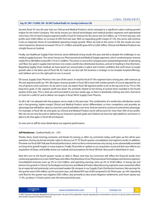 cardinal health Q4 2007 Earnings Transcript