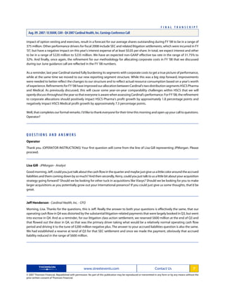 cardinal health Q4 2007 Earnings Transcript