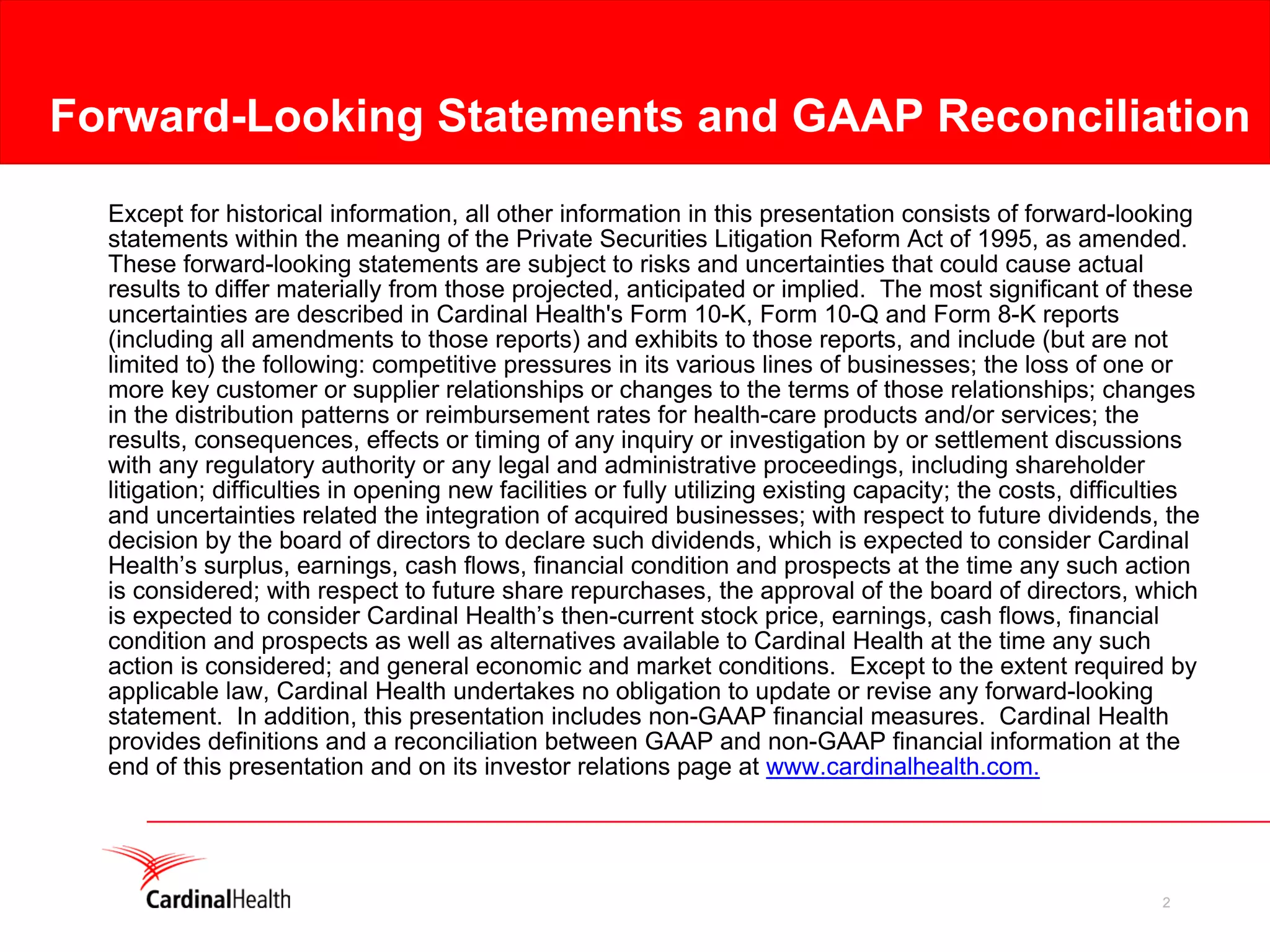 cardinal health Q1 2007 Earnings Presentation