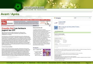 Actulligence Consulting © – F. Martinet – HEG Genève – Novembre 2010 – Web, Veille et Influence
Avant / Après
Page 13
 