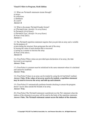 Visual C# How to Program 6th Edition Deitel Test Bank | PDF