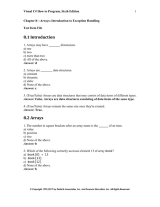 Visual C# How to Program 6th Edition Deitel Test Bank | PDF