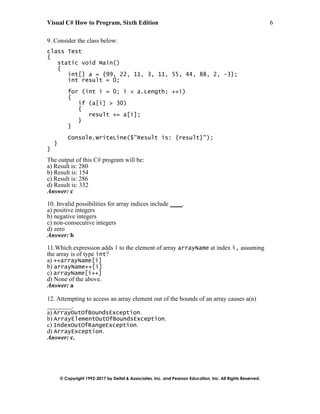 Visual C# How to Program 6th Edition Deitel Test Bank | PDF