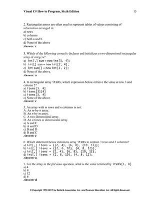 Visual C# How to Program 6th Edition Deitel Test Bank | PDF