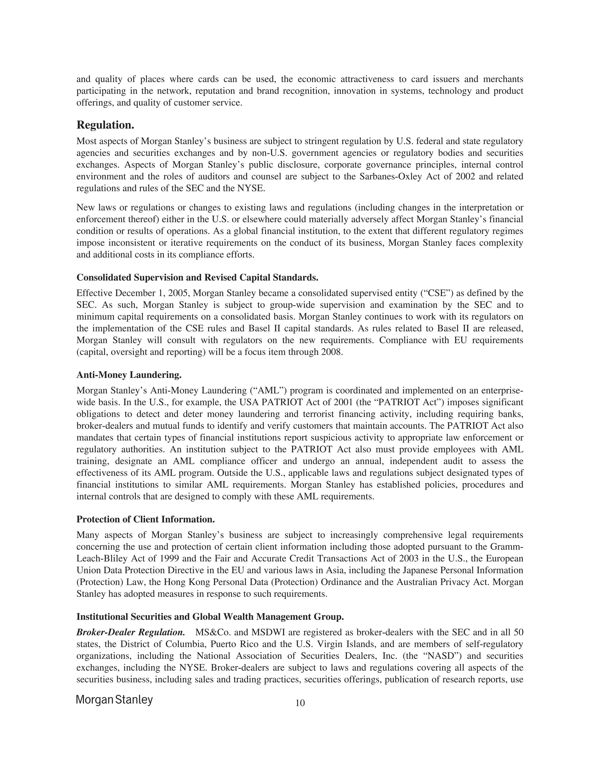 morgan stanley 10-K Disclosure