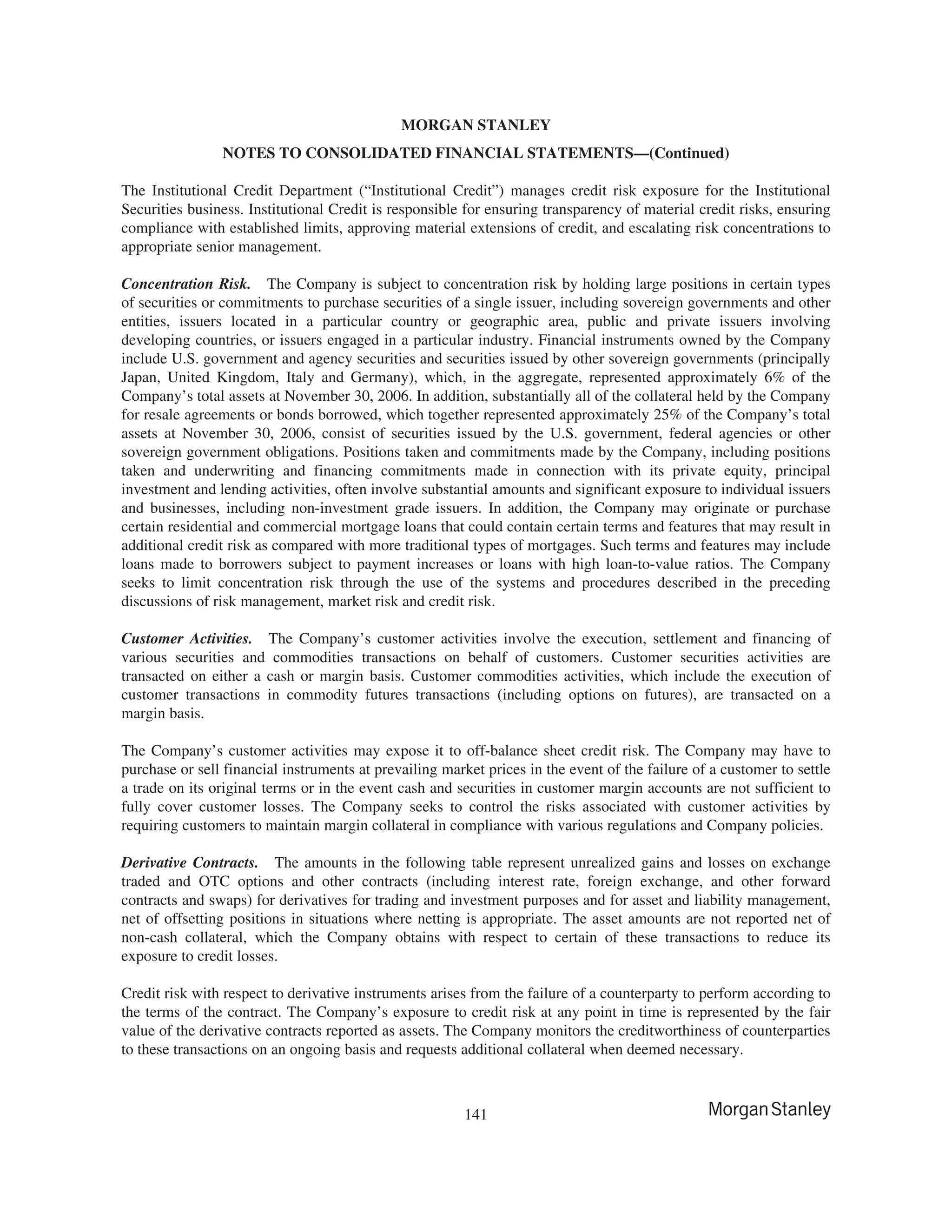 morgan stanley 10-K Disclosure