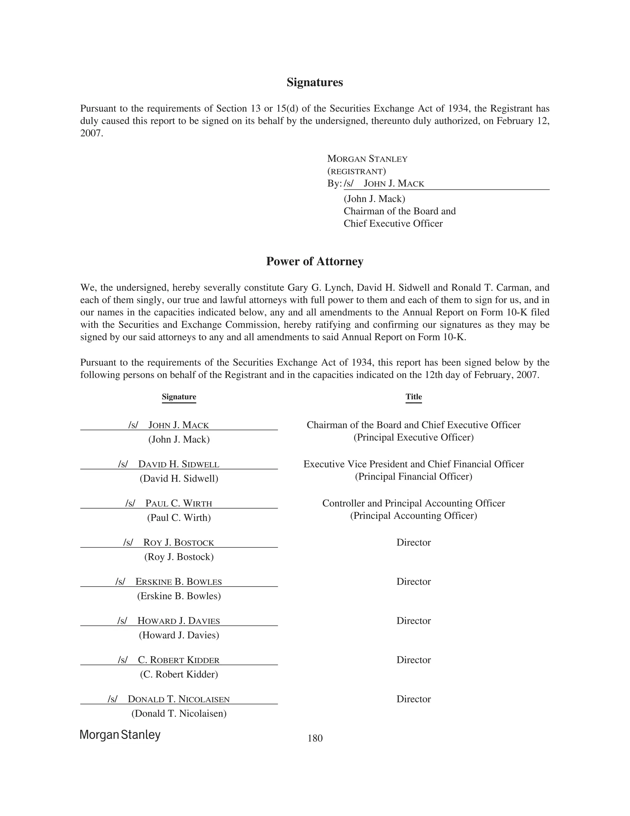 morgan stanley 10-K Disclosure