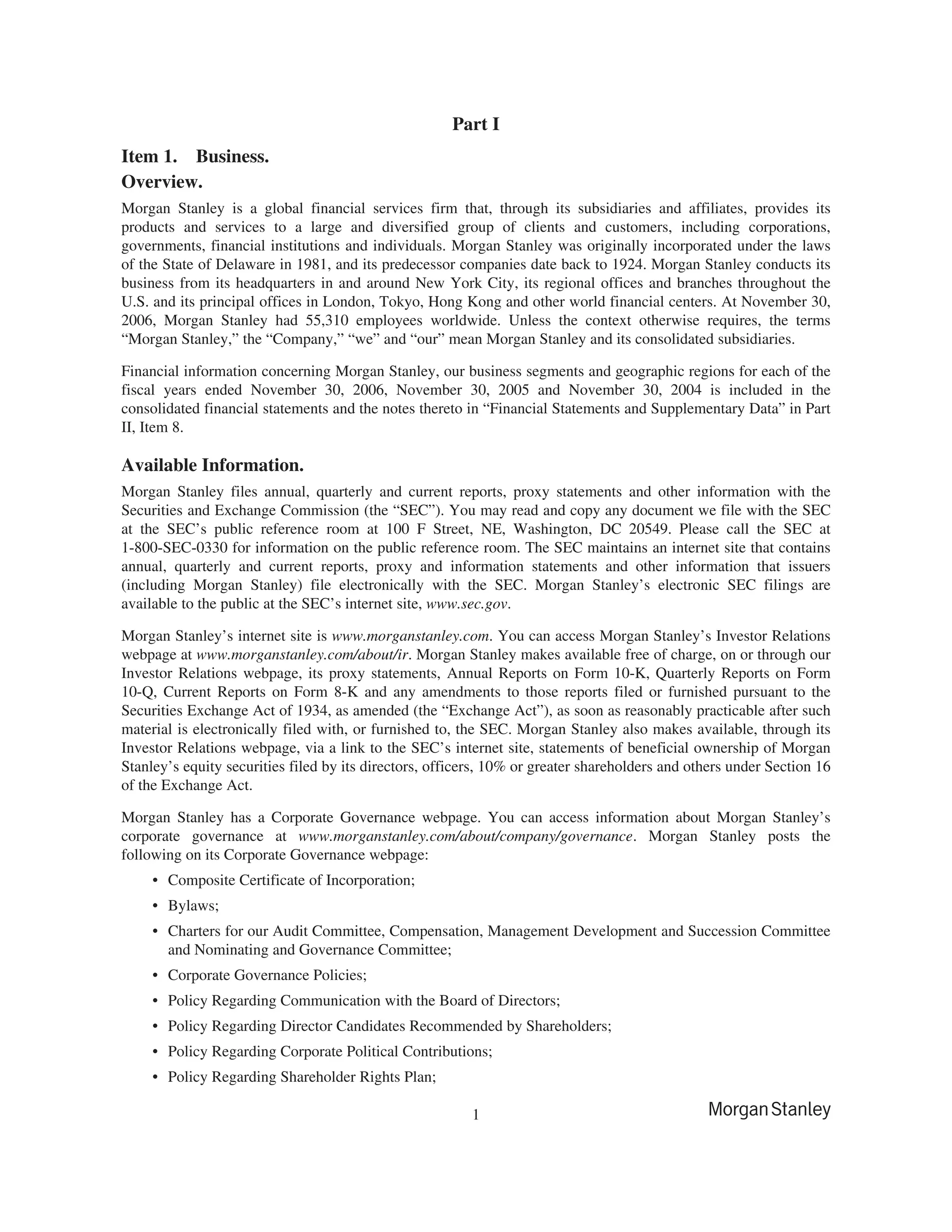 morgan stanley 10-K Disclosure