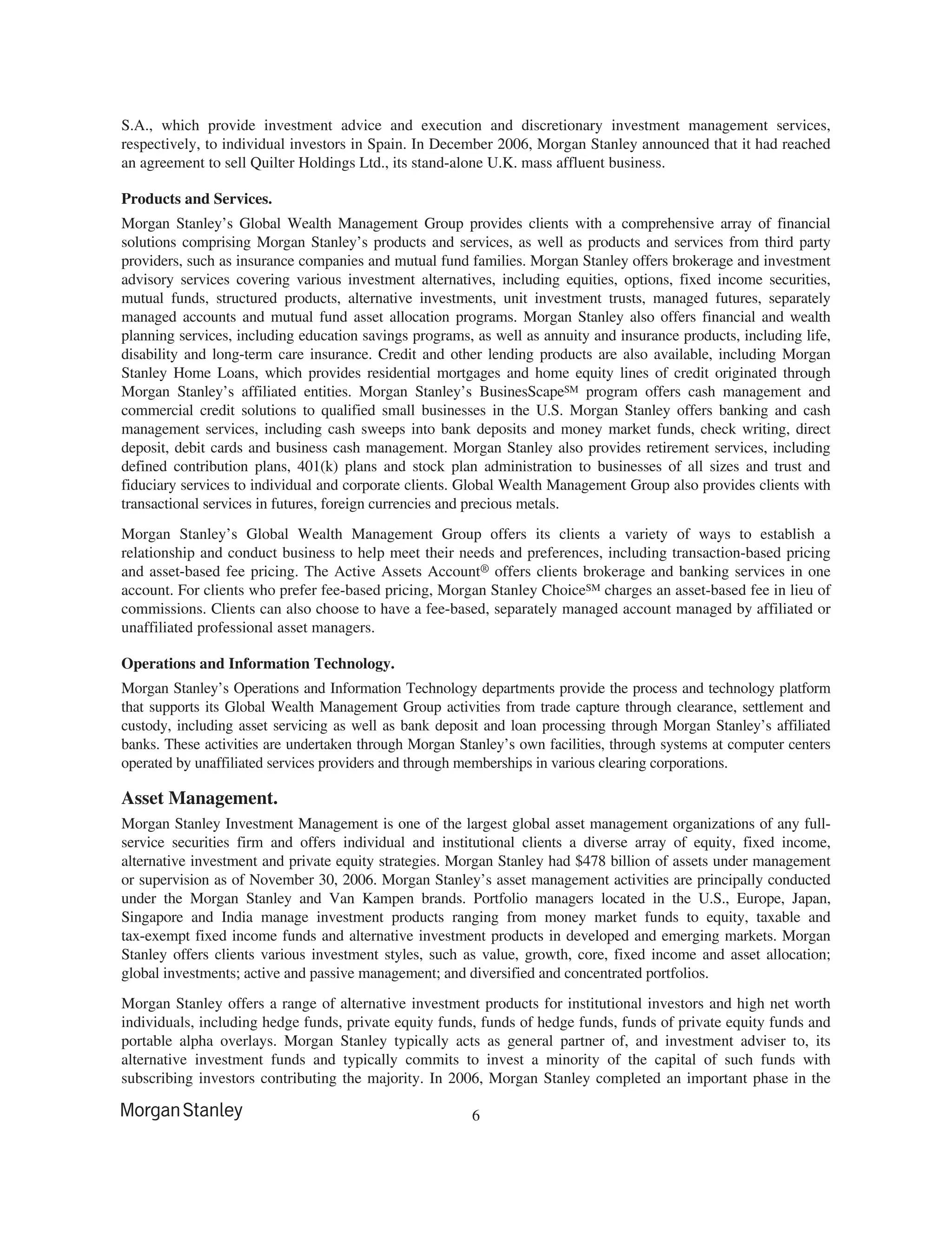 morgan stanley 10-K Disclosure