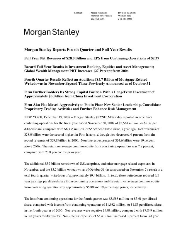 Morgan Stanley Investor Relations >> Morgan Stanley Earnings Archive 2004 4th Morgan Stanley Investor Relations >> Morgan Stanley Earnings Archive 2004 4th