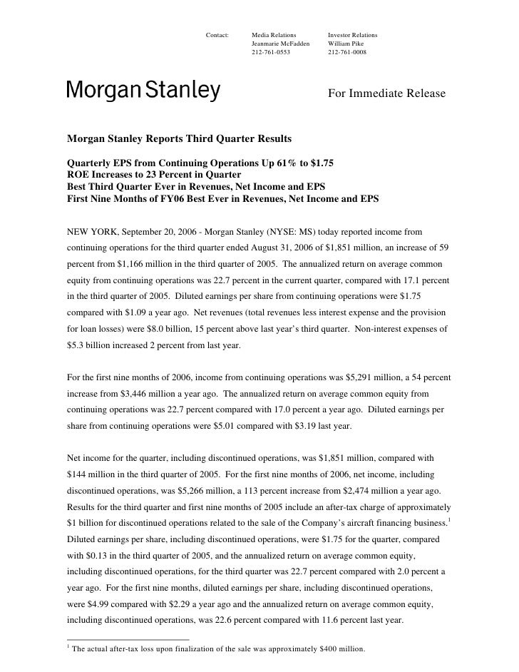 Morgan Stanley Investor Relations >> Morgan Stanley Earnings Archive 2006 3rd Morgan Stanley Investor Relations >> Morgan Stanley Earnings Archive 2006 3rd