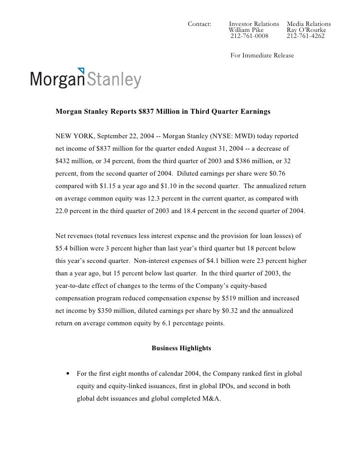 Morgan Stanley Investor Relations >> Morgan Stanley Earnings Archive 2004 3rd Morgan Stanley Investor Relations >> Morgan Stanley Earnings Archive 2004 3rd