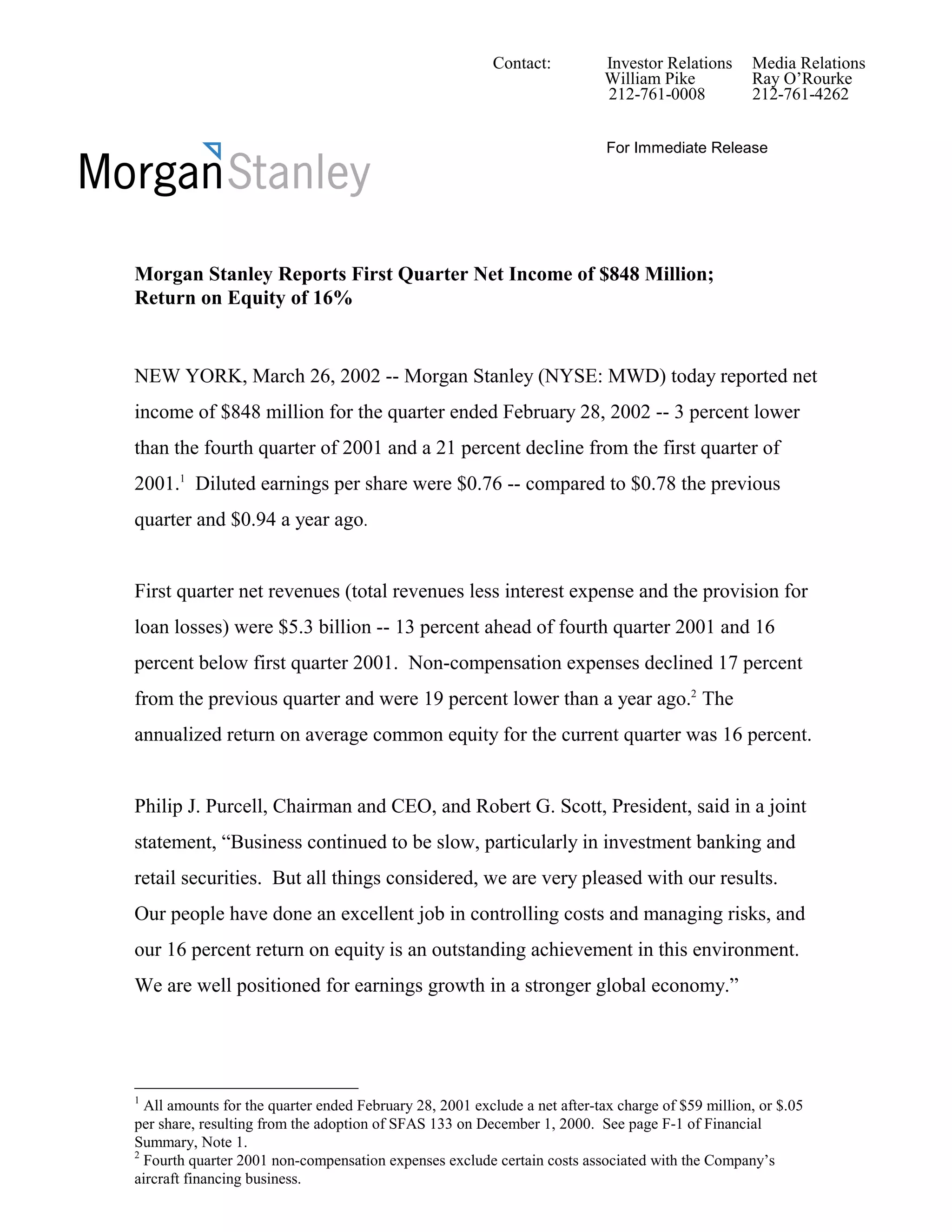 morgan stanley Earnings Archive2002 1st