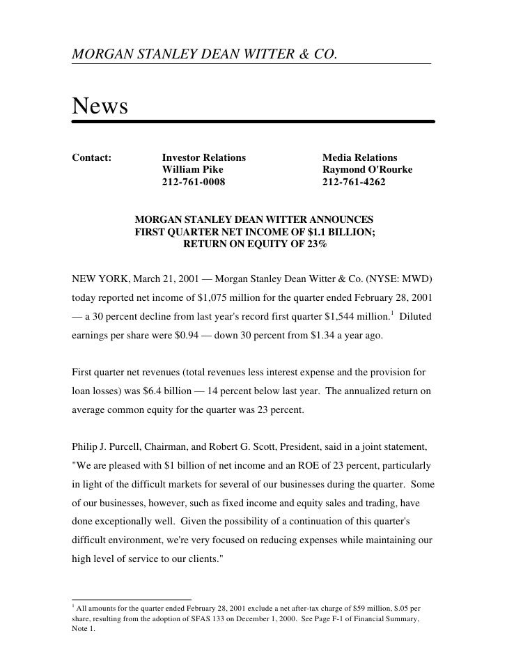Morgan Stanley Investor Relations >> Morgan Stanley Earnings Archive 2001 1st Morgan Stanley Investor Relations >> Morgan Stanley Earnings Archive 2001 1st
