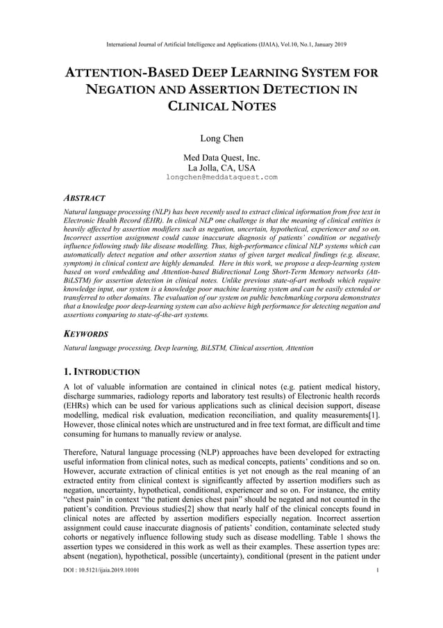 ATTENTION-BASED DEEP LEARNING SYSTEM FOR NEGATION AND ASSERTION ...