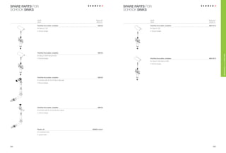 SPARE PARTS FOR                                                                  SPARE PARTS FOR
SCHOCK SINKS                                                                     SCHOCK SINKS


              Article                                             Spare part                   Article                        Spare part
              name                                                 article no.                 name                            article no.

              Overﬂow face plate, complete                           628123                    Overﬂow face plate, complete   628116 / 6
              for Venus D-150                                                                  for Opus D-100
              in Schock design                                                                 in Schock design




              Overﬂow face plate, complete                           628124




                                                                                                                                             SPARE PARTS / SCHOCK EASY CARE
              for Venus D-200 / Venus N-200
              in Schock design                                                                 Overﬂow face plate, complete   628116 / 8
                                                                                               for Opus D-150 / Opus D-200
                                                                                               in Schock design




              Overﬂow face plate, complete                           628120
              for all sinks with 30 mm Ø hole in side wall
              in Schock design




              Overﬂow face plate, complete                           628134
              for all sinks with 30 mm Ø hole from above
              in Schock design




              Repair set                                     628500 / colour
              for correcting holes
              in granite sinks




264                                                                                                                                  265
 