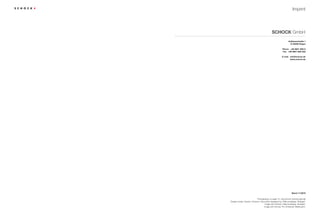 Imprint




                                             SCHOCK GmbH
                                                               Hofbauerstraße 1
                                                                D-94209 Regen

                                                        Phone +49-9921-600-0
                                                        Fax +49-9921-600-253

                                                        E-mail info@schock.de
                                                               www.schock.de




                                                                  Stand 11/2010

                            Photography on page 12: Jörg Krumm (photocase.de)
Design model, Grando, Horizont, Opus sinks designed by: Platinumdesign, Stuttgart.
                                    Image sink Grando: Platinumdesign, Stuttgart.
                                   Image sink Domus: Pro Ambiente, Meerbusch.




                                                                                     Service
 