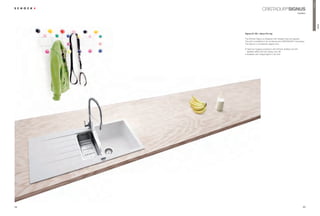 Premium
                       CRISTADUR® SIGNUS
                                                              modern




                                                                                   SIGNUS
     Signus D-150 + Ideos-Pro tap

     The Schock Signus is designed with straight lines and appeal.
     This sink is available in ten contemporary CRISTADUR® colourways.
     The Signus is a timelessly elegant sink.

     ŘÃ2SWLPXPÃKJLHQHÃSURWHFWLRQÃZLWKÃ6FKRFNÃ$QWLEDFÃDQGÃGLUW
       repellent effect (the dirt simply runs off)
     ŘÃ$YDLODEOHÃZLWKÃLQWHJUDOÃOLJKWVÃLQÃWKHÃVLQN




54                                                                 55
 