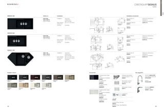 Premium
                                                                                                                                                                                                                                                            CRISTADUR® SIGNUS
                                                                                                                                                                                                                                                                                                 modern




                                                                                                                                                                                                                                                                                                                      SIGNUS
SIGNUS D-200                                             Article no.                Installation                                                                                                                                         Installation accessories
                                                                                                                                                        200            450




                                                                                                                                            37,5
                                                                                                                                                                                                                          800
                                                         SIG D 200                  Installation:   topmount,                                                                                                                            Manual drain kit                  Clamps for substructure
                                                         SIG D 200 FB                               undermount,                                                                                                                          629372                            required for




                                                                                                                                                                                                                                   480
                                                                                                                                            5
                                                                                                                                                                                                             0




                                                                                                                                                       5
                                                                                                                                                                                                           R1




                                                                                                                                            Ø2

                                                                                                                                                    Ø3
                                                         (ﬂush mounted)                             ﬂush mounted                                                                                                                                                           undermount installation




                                                                                                                                                                                 500
                                                                                    Base Cabinet:   80 cm / 31.50 inches                                                                                              1140          5    Automatic drain kit               6.3016 / 10
                                                                                    Corner Unit:    –                                                                                                      For topmount                  629373
                                                                                                                                                                                                           installation
                                                                                    Handing:        reversible                                      1160

                                                                                                                                                   324                 378             430                                               Syphon
                                                                                                                                                                                       347
                                                                                                                                                                                                                                         629229




                                                                                                                                                                                                           R1




                                                                                                                                                                                                                                   486
                                                                                                                                                    170




                                                                                                                                                                                                            0
                                                                                                                                                                 195




                                                                                                                                                                                              304
                                                                                                                                                                                                                      1146
                                                                                                                                                                             5
                                                                                                                                                               800                                         For undermount
SIGNUS N-200                                                                                                                                                                                               installation




                                                                                                                              37,5
                                                         SIG N 200                  Installation:   topmount,                         200                480                                                                             Manual drain kit                  Clamps for substructure
                                                         SIG N 200 FB                               undermount,                                                                                                                          629372                            required for




                                                                                                                                                                                                                            480
                                                         (ﬂush mounted)                             ﬂush mounted                                                                                                0                                                          undermount installation
                                                                                                                                                                                                           R1




                                                                                                                                        5
                                                                                                                              5

                                                                                                                                      o3
                                                                                                                              o2




                                                                                                                                                                       500
                                                                                    Base Cabinet:   90 cm / 35.43 inches                                                                                            840                  Automatic drain kit               6.3016 / 8
                                                                                    Corner Unit:    –                                                                                                               900                  629373
                                                                                    Handing:        reversible                                                                                             For topmount
                                                                                                                                             860                                                           installation
                                                                                                                                                                                                                                         Syphon
                                                                                                                                                                                        430
                                                                                                                                     348                 405                            352                                              629229




                                                                                                                                                                                                           R1




                                                                                                                                                                                                                             486
                                                                                                                                                                                                            0
                                                                                                                                      170


                                                                                                                                                   195




                                                                                                                                                                                               304
                                                                                                                                                                                                                    846
                                                                                                                              27                                 27                                        For undermount
SIGNUS C-150                                                                                                                                 900                                                           installation


                                                         SIG C 150                  Installation:   topmount,                                                                                                                            Manual drain kit                  Clamps for substructure
                                                                                                                                                                 277




                                                                                                                                                        63
                                                         SIG C 150 FB                               undermount,                                                                                                                          629304                            required for
                                                         (ﬂush mounted)                             ﬂush mounted                                                                                                                                                           undermount installation




                                                                                                                                                                          337
                                                                                    Base Cabinet:   80 cm / 31.50 inches                                                                                                                 Automatic drain kit               6.3016 / 10




                                                                                                                                                                         500
                                                                                                                                            440
                                                                                    Corner Unit:    90 cm / 35.43 inches                                                                                                                 629305
                                                                                    Handing:        reversible
                                                                                                                                                  979                                                                                    Syphon
                                                                                                                                                                                                                                         629229
                                                                                                                                              349               250                    439




                                                                                                                                                                178
                                                                                                                                                  203




                                                                                                                                                                                               313
                                                                                                                                                    800



Available colours                                                                                                          Accessories                                                                                                                         Tap suggestion

                                                                                                                                                                Chopping board, glass,                                     Stainless steel strainer                             SCHOCK IDEOS-PRO
                                                                                                                                                                black                                                      bowl (for Signus C-150)                              matt stainless steel look
                                                                                                                                                                for topmount installation                                  629244                                               575120 EDO
                                                                                                                                                                629046
Magma (97)          Carbonium (90)   Marone (93)     Stone (88)           Bronze (87)               Oriental (96)                                               for undermount                                             Wire basket, chrome                                  chrome
Metallic            Metallic         Metallic        Metallic             Metallic                  Metallic
                                                                                                                                                                installation                                               (for Signus C-150)                                   575120 CHR
                                                                                                                                                                629046U                                                    629170
                                                                                                                                                                for ﬂush mounted
                                                                                                                                                                installation
                                                                                                                                                                629046FB                                                   Wire basket, chrome                                  SCHOCK NIMBUS
Lucida (95)         Avorio (92)      Magnolia (89)   Polaris (99)                                                                                                                                                          629171                                               CRISTADUR®
Metallic            Solid            Solid           Solid
                                                                                                                                                                Chopping board, glass,                                                                                          523000 + colour
                                                                                                                                                                white
                                                                                                                                                                for topmount installation
                                                                                                                                                                629045                                                     comfotouch
                                                                                                                                                                for undermount                                             629830
                                                                                                                                                                installation
                                                                                                                                                                629045U
                                                                                                                                                                                               LED light
                                                                                                                                                                for ﬂush mounted
                                                                                                                                                                                               629024
                                                                                                                                                                installation
                                                                                                                                                                629045FB
                                                                                                                                                                                               SCHOCK Easy Care Set
                                                                                                                                                                                               629018
                                                                                                                                                                                               SCHOCK Easy Care Brightener
58                                                                                                                                                                                             629019                                                                                                  59
 