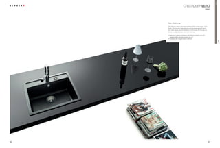 Premium
                                5,67$'85® VERO
                                                                         classic




     Vero + Centros tap

     The Vero is a classic sink that is perfect in form. It has a large, deep
     bowl. The long tap-hole platform can be equipped with up to
     ﬁve holes, easily accommodating a control knob for the pop-up
     waste, a soap dispenser and more besides.

     ŘÃ2SWLPXPÃKJLHQHÃSURWHFWLRQÃZLWKÃ6FKRFNÃ$QWLEDFÃDQGÃGLUW
       repellent effect (the dirt simply runs off)
     ŘÃ$YDLODEOHÃZLWKÃLQWHJUDOÃOLJKWVÃLQÃWKHÃVLQN




                                                                                               VERO
90                                                                              91
 