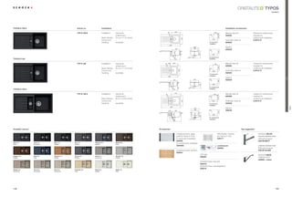 TYPOS
                                                                                                                                                                                                                                                                                    modern




TYPOS D-100 S                                       Article no.                 Installation                                                                                                                               Installation accessories
                                                                                                                                                    400                                                     450




                                                                                                                                  36
                                                    TYP D 100 S                 Installation:   topmount,                                                                                                           5      Manual drain kit                  Clamps for substructure
                                                                                                undermount                                                                                                                 629382                            required for




                                                                                                                                                                                                    R1




                                                                                                                                                                                                                   415
                                                                                                                                                                                                      0
                                                                                Base Cabinet:   #$ÃFPÃÃ !ÃLQFKHV                                                                                                                                         undermount installation




                                                                                                                                                                435
                                                                                RUQHUÃ8QLW)Ã                                                                                                             840
                                                                                                –                                                                                                                          $XWRPDWLFÃGUDLQÃNLW               6.3016 / 8
                                                                                Handing:        reversible                                                                                          For topmount           629383
                                                                                                                                                                                                    installation
                                                                                                                                       860
                                                                                                                                                                           364                                             6SKRQ
                                                                                                                                                    329                    288
                                                                                                                                                                                                                           629229




                                                                                                                                                                                                    R1




                                                                                                                                                                                                                   421
                                                                                                                                                                                                      3
                                                                                                                                               200




                                                                                                                                                                                    309
                                                                                                                                                                5                                         846
                                                                                                                                                                                                    For undermount
TYPOS D-100                                                                                                                                     450                                                 installation


                                                    TYP D 100                   Installation:   topmount,                         120         400                                                                          Manual drain kit                  Clamps for substructure




                                                                                                                            36
                                                                                                                                                                                                            450
                                                                                                undermount                                                                                                                 629382                            required for




                                                                                                                                                                                                                   480
                                                                                Base Cabinet:   #$ÃFPÃÃ !ÃLQFKHV                                                                                R1
                                                                                                                                                                                                      0                                                      undermount installation




                                                                                                                                                          500
                                                                                RUQHUÃ8QLW)Ã   –                                                                                                         840              $XWRPDWLFÃGUDLQÃNLW               6.3016 / 8
                                                                                Handing:        reversible                                                                                                                 629383
                                                                                                                                                                                                    For topmount
                                                                                                                                  860                                                               installation
                                                                                                                                                                                                                           6SKRQ




                                                                                                                                                                                                                                                                                               Trend
                                                                                                                                              329                          429                                             629229




                                                                                                                                                                                                    R1




                                                                                                                                                                                                                   486
                                                                                                                                                                                                     0
                                                                                                                                          200
                                                                                                                                                                                                          846




                                                                                                                                                                                    309
                                                                                                                                                          5                                         For undermount
TYPOS D-150 S                                                                                                                                 450                                                   installation


                                                                                                                                                435
                                                    TYP D 150 S                 Installation:   topmount,                                                                                                  600             Manual drain kit                  Clamps for substructure




                                                                                                                             36
                                                                                                                                                                                                                   5
                                                                                                undermount                                                                                                                 629398                            required for




                                                                                                                                                                                                    R1




                                                                                                                                                                                                                  415
                                                                                                                                                                                                     0
                                                                                Base Cabinet:   60 cm / 23.62 inches                                                                                                                                         undermount installation
                                                                                RUQHUÃ8QLW)Ã                                                                                                                              $XWRPDWLFÃGUDLQÃNLW




                                                                                                                                                                435
                                                                                                –                                                                                                         840                                                6.3016 / 8
                                                                                Handing:        reversible                                                                                          For topmount           629399
                                                                                                                                                                                                    installation
                                                                                                                                        860




                                                                                                                                                                                                                                                                                                       TYPOS
                                                                                                                                                                            364                                            6SKRQ
                                                                                                                                                                            288                                            629229
                                                                                                                                  116           363




                                                                                                                                                                                                    R1




                                                                                                                                                                                                                   421
                                                                                                                                                                                                     3
                                                                                                                                  120


                                                                                                                                              200
                                                                                                                                                                                                          846




                                                                                                                                                                                    309
                                                                                                                                                                                                    For undermount
                                                                                                                                                                                                    installation
                                                                                                                                              600




Available colours                                                                                                      Accessories                                                                                                               Tap suggestion

                                                                                                                                                      Chopping board, glass,                                      Wire basket, chrome                             6+2.ÃZELOS
                                                                                                                                                      VROLGÃIRUÃ7SRVÃ' Ã                                    IRUÃ7SRVÃ'                                brushed stainless steel
                                                                                                                                                      for topmount installation                                   629171                                          with pull-out spout
                                                                                                                                                      629036                                                                                                      552120 MATT
Nero (13)           Lava (40)    Onyx (10)      Inox (12)         Titanium (50)                 Mocha (63)                                            for undermount installation
Solid               Structured   Metallic       Metallic          Metallic                      Solid
                                                                                                                                                      629036U                                                     comfotouch                                      polished stainless steel
                                                                                                                                                                                                                  629830                                          With pull-out spout
                                                                                                                                                      Chopping board, bamboo                                                                                      552120 GLANZ
                                                                                                                                                      629044
                                                                                                                                                                                      /('ÃOLJKWÃÃ                                                                 6+2. NEOS
Copper (09)         Aqua (05)    Cayenne (11)   Croma (49)        Arena (47)                    Alumina (04)
Metallic            Solid        Metallic       Metallic          Structured                    Metallic
                                                                                                                                                                                      629024
                                                                                                                                                                                                                                                                  542000 + colour
                                                                                                                                                                                      6+2.Ã(DVÃDUHÃ6HW
                                                                                                                                                                                      629018
                                                                                                                                                                                      6+2.Ã(DVÃDUHÃ%ULJKWHQHU
                                                                                                                                                                                      629019
Sabbia (58)         Terra (38)   Pera (56)      Colorado (08)     Pietra (60)                   Alpina (07)
Structured          Structured   Structured     Solid             Metallic                      Solid




158                                                                                                                                                                                                                                                                                      159
 