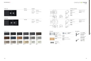 TYPOS
                                                                                                                                                                                                                                                                                       modern




TYPOS D-150                                         Article no.                 Installation                                                                                                                                  Installation accessories

                                                                                                                                     120          385
                                                    TYP D 150                   Installation:   topmount,                                                                                                 600                 Manual drain kit                  Clamps for substructure




                                                                                                                               36
                                                                                                undermount                                                                                                                    629300                            required for




                                                                                                                                                                                                                    480
                                                                                Base Cabinet:   60 cm / 23.62 inches                                                                              0                                                             undermount installation
                                                                                                                                                                                               R1




                                                                                                                                                              500
                                                                                RUQHUÃ8QLW)Ã   –                                                                                                       980         5         $XWRPDWLFÃGUDLQÃNLW               6.3016 / 8
                                                                                Handing:        reversible                                                                                     For topmount                   629301
                                                                                                                                                                                               installation
                                                                                                                                    1000
                                                                                                                                                                                                                              6SKRQ
                                                                                                                                                                          429
                                                                                                                                     159          312




                                                                                                                                                                                               R1
                                                                                                                                                                          353                                                 629229




                                                                                                                                                                                                                    486
                                                                                                                                                                                                 0
                                                                                                                                    130


                                                                                                                                              200
                                                                                                                                                                                                        986




                                                                                                                                                                                309
                                                                                                                                                                                               For undermount
                                                                                                                                                          5                                    installation
TYPOS D-200                                                                                                                                 600


                                                    TYP D 200                   Installation:   topmount,                            120120             450                                                   800         5   Manual drain kit                  Clamps for substructure




                                                                                                                               36
                                                                                                undermount                                                                                                                    629300                            required for




                                                                                                                                                                                                                        480
                                                                                                'ÃFPÃÃ $ÃLQFKHV                                                                                0
                                                                                Base Cabinet:                                                                                                   R1                                                              undermount installation




                                                                                                                                                                    500
                                                                                RUQHUÃ8QLW)Ã   –                                                                                                       1140                  $XWRPDWLFÃGUDLQÃNLW               6.3016 / 8
                                                                                Handing:        reversible                                                                                     For topmount                   629301
                                                                                                                                                                                               installation
                                                                                                                                      1160
                                                                                                                                                                                                                              6SKRQ




                                                                                                                                                                                                                                                                                                  Trend
                                                                                                                                                                                               R1
                                                                                                                                     296                377               429




                                                                                                                                                                                                                        486
                                                                                                                                                                                                                              629229




                                                                                                                                                                                                0
                                                                                                                                      200



                                                                                                                                                    200
                                                                                                                                                                                                        1146




                                                                                                                                                                                308
                                                                                                                                                                5                              For undermount
                                                                                                                                                                                               installation
                                                                                                                                              800




Available colours                                                                                                      Accessories                                                                                                                  Tap suggestion

                                                                                                                                                  Chopping board,                                              comfotouch                                            6+2.ÃZELOS




                                                                                                                                                                                                                                                                                                          TYPOS
                                                                                                                                                  glass, solid                                                 629830                                                brushed stainless steel
                                                                                                                                                  for topmount installation                                                                                          with pull-out spout
                                                                                                                                                  629036                                                                                                             552120 MATT
Nero (13)           Lava (40)    Onyx (10)      Inox (12)         Titanium (50)                 Mocha (63)                                        for undermount installation    /('ÃOLJKWÃÃ
Solid               Structured   Metallic       Metallic          Metallic                      Solid                                                                            629024
                                                                                                                                                  629036U                                                                                                            polished stainless steel
                                                                                                                                                                                                                                                                     with pull-out spout
                                                                                                                                                  Chopping board, bamboo         6+2.Ã(DVÃDUHÃ6HW                                                                552120 GLANZ
                                                                                                                                                  629044                         629018
                                                                                                                                                                                 6+2.Ã(DVÃDUHÃ%ULJKWHQHU                                                         6+2. NEOS
Copper (09)         Aqua (05)    Cayenne (11)   Croma (49)        Arena (47)                    Alumina (04)                                                                     629019
Metallic            Solid        Metallic       Metallic          Structured                    Metallic
                                                                                                                                                                                                                                                                     542000 + colour
                                                                                                                                                  6WDLQOHVVÃVWHHOÃ
                                                                                                                                                  strainer bowl
                                                                                                                                                  IRUÃ7SRVÃ' $
Sabbia (58)         Terra (38)   Pera (56)      Colorado (08)     Pietra (60)                   Alpina (07)                                       629043
Structured          Structured   Structured     Solid             Metallic                      Solid




160                                                                                                                                                                                                                                                                                         161
 
