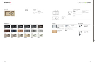 ARIDO
                                                                                                                                                                                                                                                                         classic




ARIDO N-200                                         Article no.                 Installation                                                                                                                    Installation accessories

                                                    ARI N 200                   Installation:   topmount,                                        335                                                            Manual drain kit                  Clamps for substructure




                                                                                                                                      69
                                                                                                undermount                                                                                                      629348                            required for




                                                                                                                                                                                                          480
                                                                                Base Cabinet:   90 cm / 35.43 inches                                                                       R1
                                                                                                                                                                                             0                                                    undermount installation




                                                                                                                                                        500
                                                                                Corner Unit:    –                                                                                                880
                                                                                                                                                                                                                Automatic drain kit               6.3016 / 10
                                                                                Handing:        reversible                                                                                                      629349
                                                                                                                                                                                           For topmount
                                                                                                                                     900                                                   installation
                                                                                                                                                                                                                Syphon
                                                                                                                              499            279                         419                                    629229




                                                                                                                                             200
                                                                                                                                    220




                                                                                                                                                                                  328
                                                                                                                                           900




Available colours                                                                                                      Accessories                                                                                                    Tap suggestion

                                                                                                                                                   Chopping board, glass,                              comfotouch                                      SCHOCK DIKE




                                                                                                                                                                                                                                                                                   Trend
                                                                                                                                                   solid                                               629830                                          chrome
                                                                                                                                                   for topmount installation                                                                           502120 CHR
                                                                                                                                                   629036
Nero (13)           Lava (40)    Onyx (10)      Inox (12)         Titanium (50)                 Mocha (63)                                         for undermount installation   SCHOCK Easy Care Set
Solid               Structured   Metallic       Metallic          Metallic                      Solid
                                                                                                                                                   629036U                       629018
                                                                                                                                                                                 SCHOCK Easy Care Brightener
                                                                                                                                                   Chopping board,               629019
                                                                                                                                                   bamboo                                                                                              SCHOCK SIMI
                                                                                                                                                   629044
Copper (09)         Aqua (05)    Cayenne (11)   Croma (49)        Arena (47)                    Alumina (04)                                                                                                                                           501000 + colour
Metallic            Solid        Metallic       Metallic          Structured                    Metallic




Sabbia (58)         Terra (38)   Pera (56)      Colorado (08)     Pietra (60)                   Alpina (07)
Structured          Structured   Structured     Solid             Metallic




                                                                                                                                                                                                                                                                                           ARIDO
180                                                                                                                                                                                                                                                                         181
 