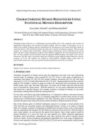 Characterizing Human Behaviours Using Statistical Motion Descriptor | PDF